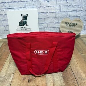HEB Insulated Canvas Reusable Freezer Cooler Shopping Bag With Zipper